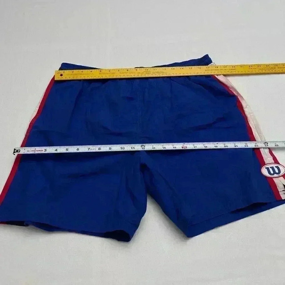 VTG Wilson Shorts Large Men Blue Swim Mesh Pull On Drawstring Short Stripe - Picture 8 of 9